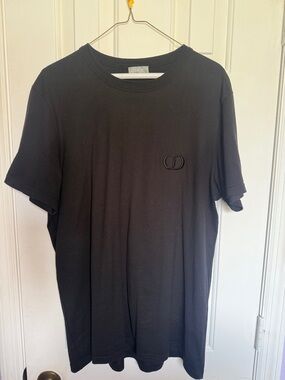 Dior Black Short-Sleeve Crewneck Tee with Embroidered Cd Logo large